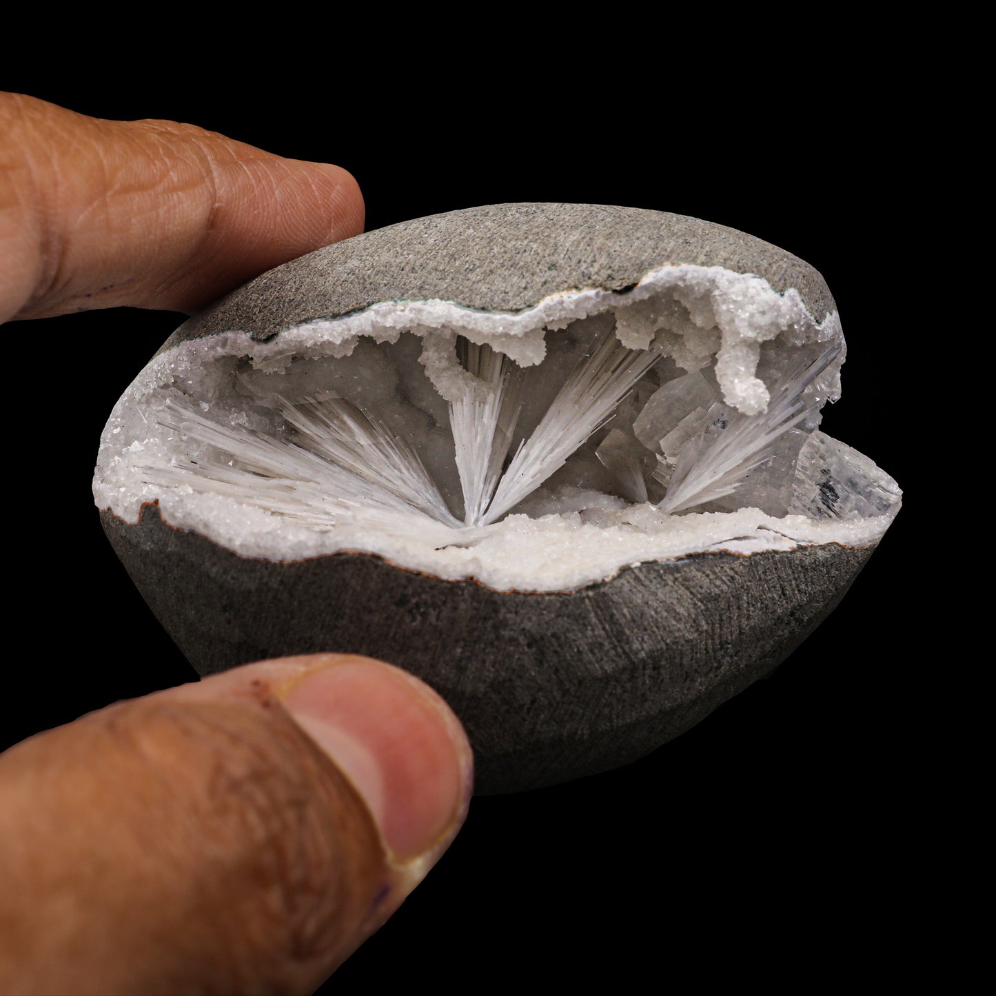 Scolecite geode Natural Mineral Specimen # G 0001