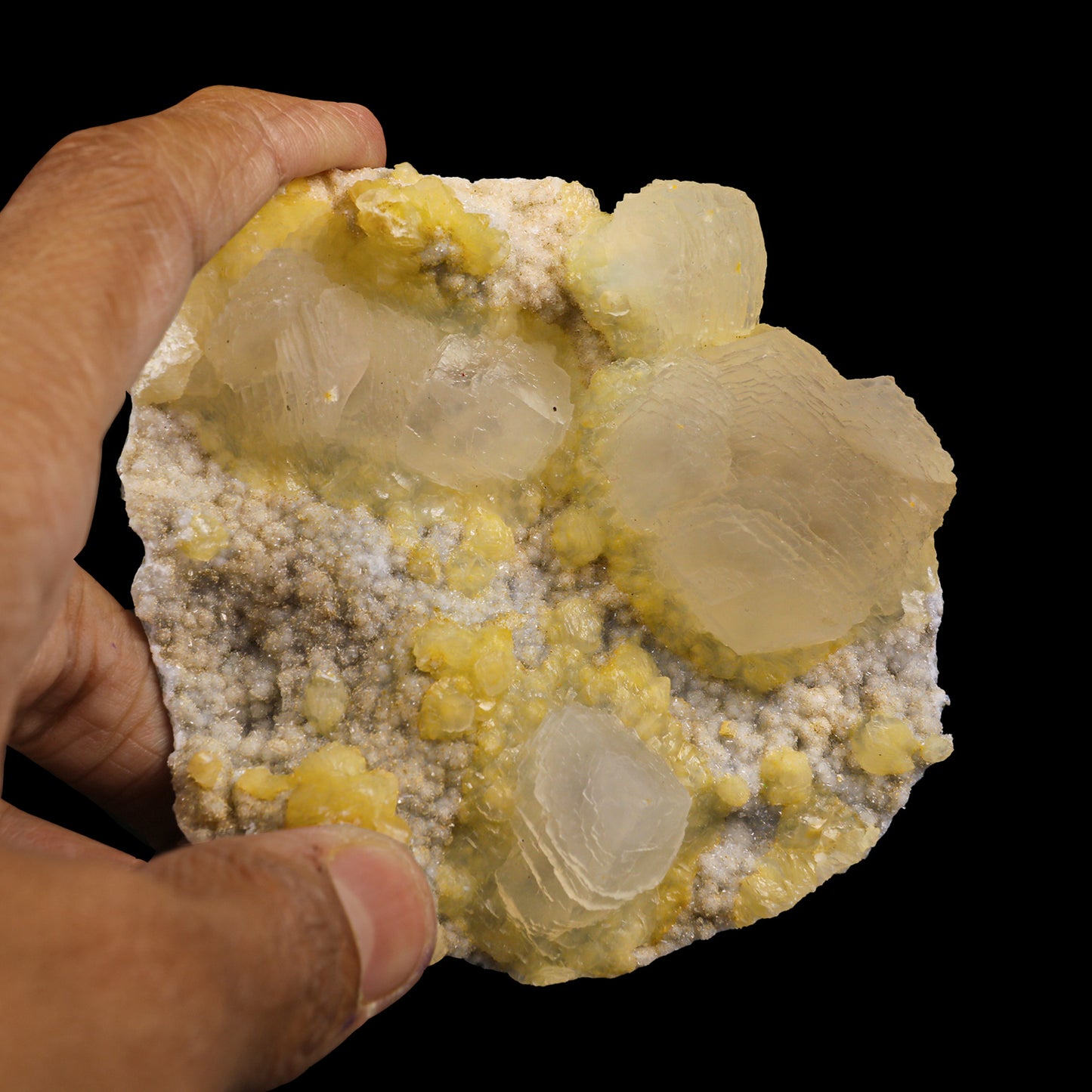 Rare Calcite on chaledony from Old School Mumbai Natural Mineral Specimen # G 0009