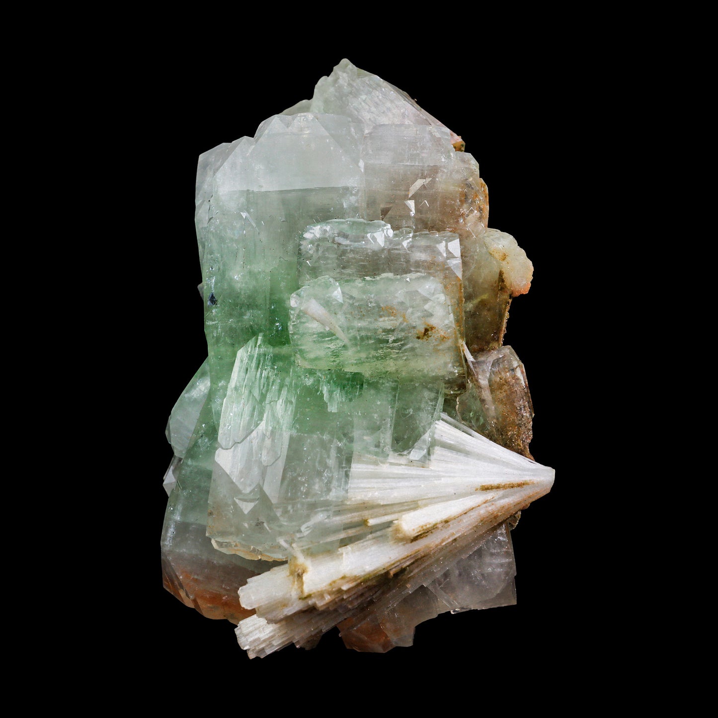 Green & Red Apophyllite with Scolecite Spray Natural Mineral Specimen # G 0012