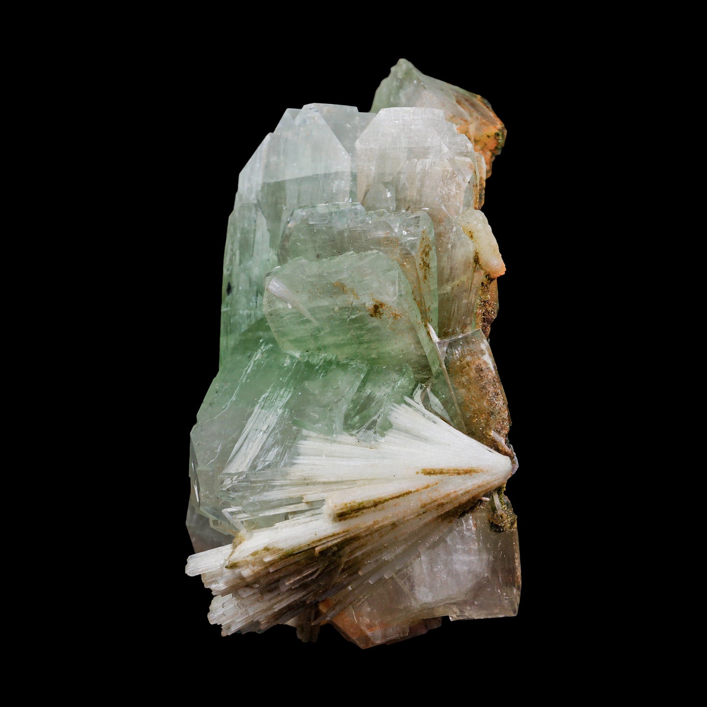 Green & Red Apophyllite with Scolecite Spray Natural Mineral Specimen # G 0012
