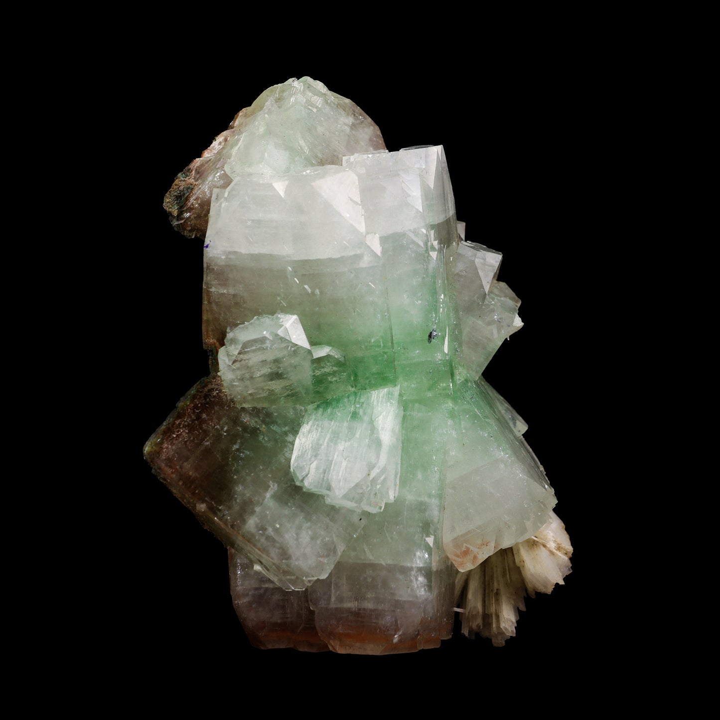 Green & Red Apophyllite with Scolecite Spray Natural Mineral Specimen # G 0012