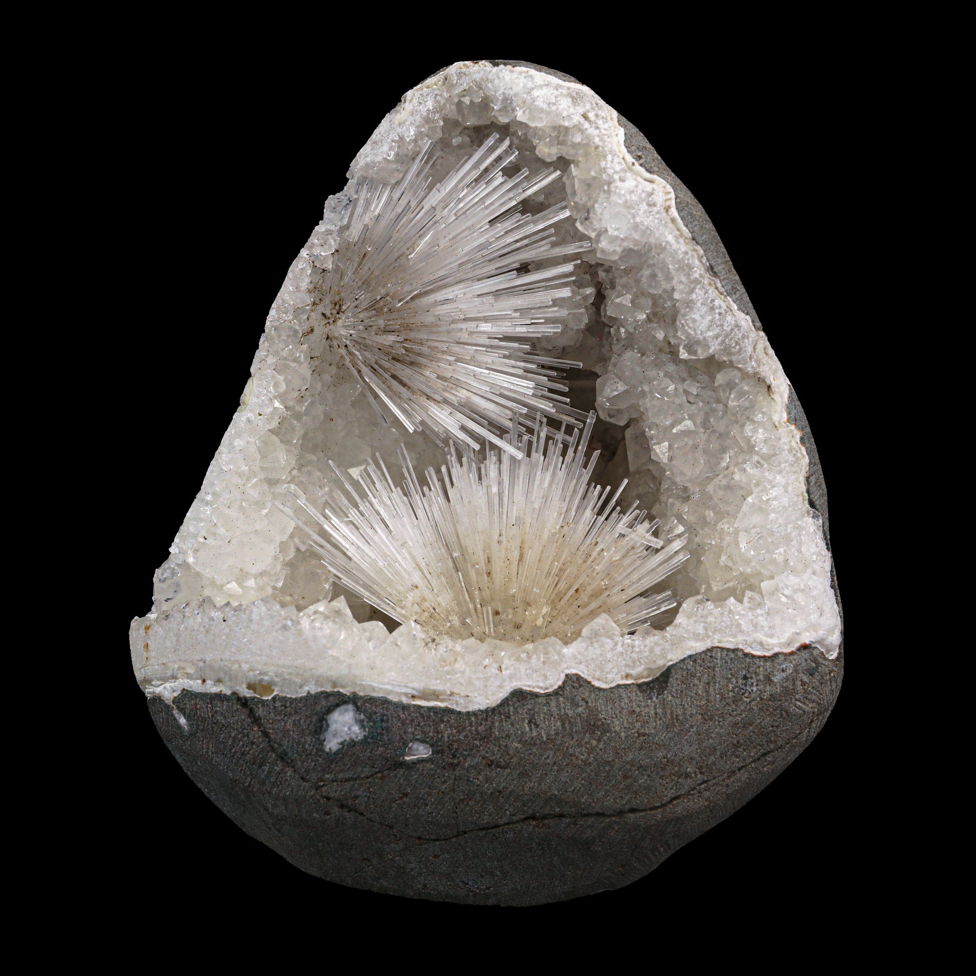 Scolecite Spray with MM Quartz Geode  Natural Mineral Specimen  # G 0027