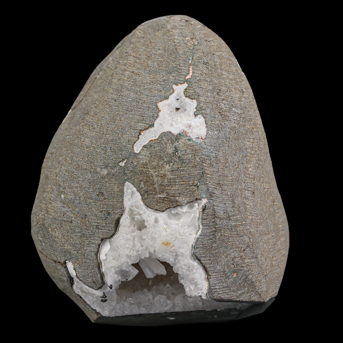 Scolecite Spray with MM Quartz Geode Natural Mineral Specimen # G 0027