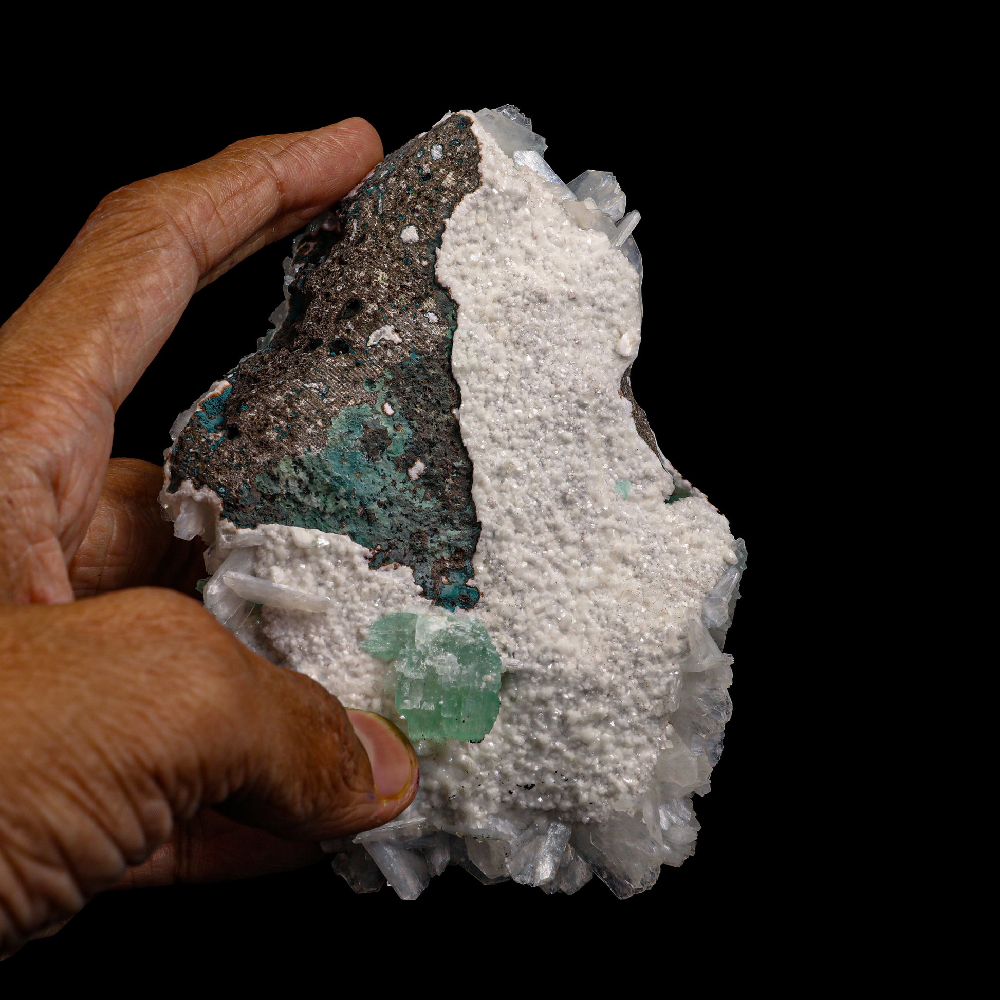 Green Apophyllite With Stilbite & Calcite Natural Mineral Specimen  # G 0028