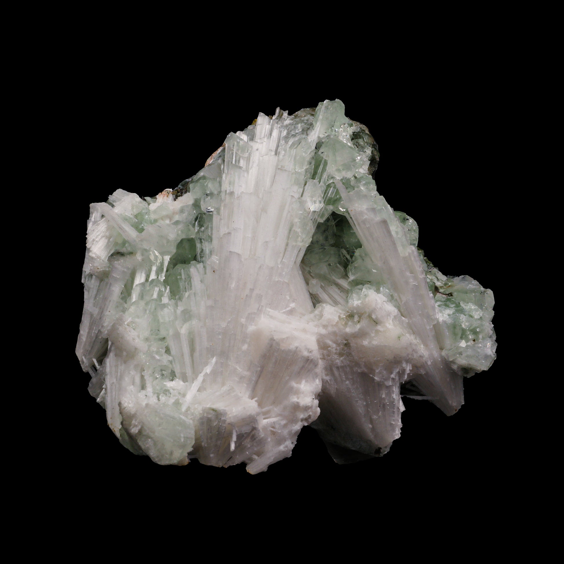 Scolecite Spray with Green Apophyllite cube Natural Mineral Specimen  # G 0055