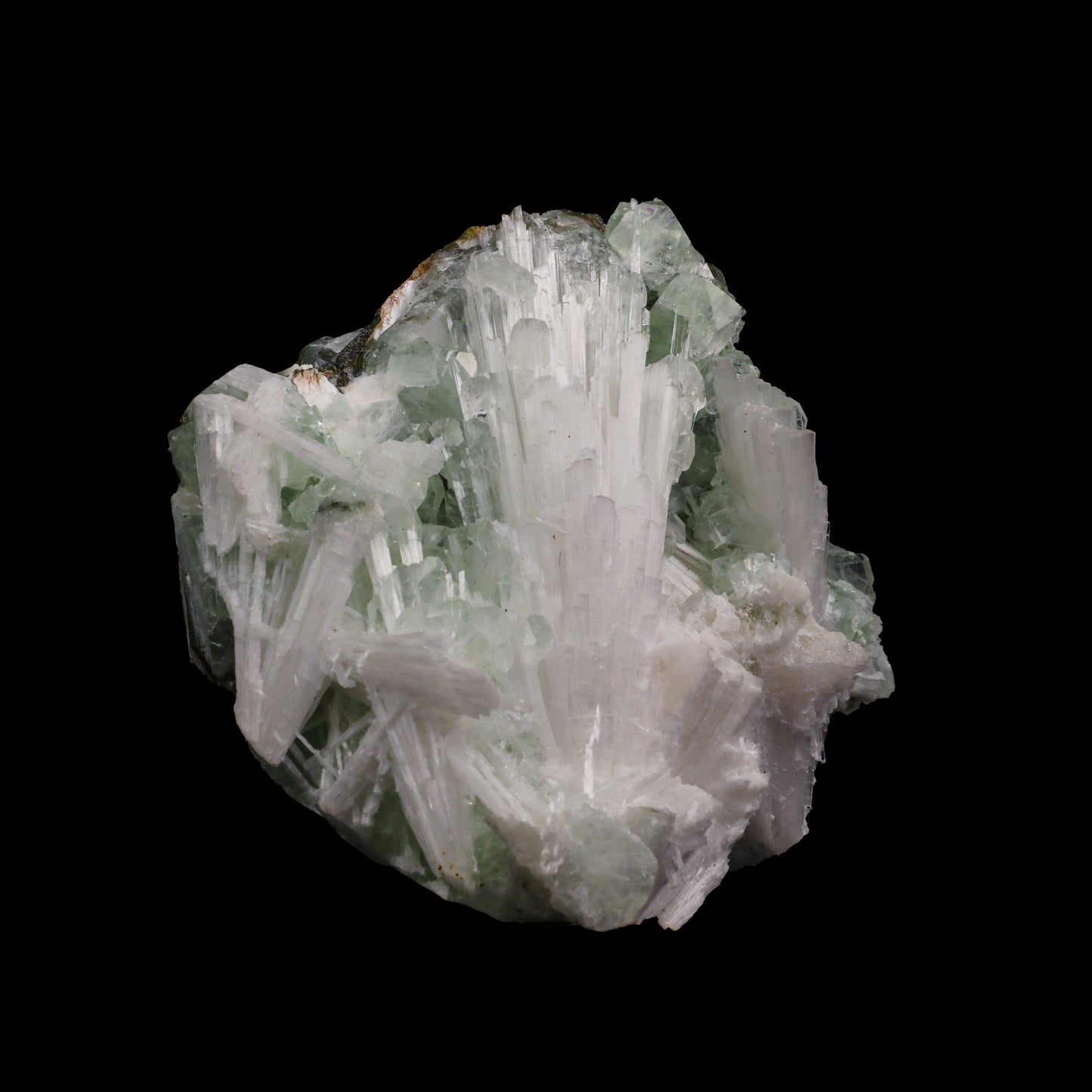 Scolecite Spray with Green Apophyllite cube Natural Mineral Specimen # G 0055