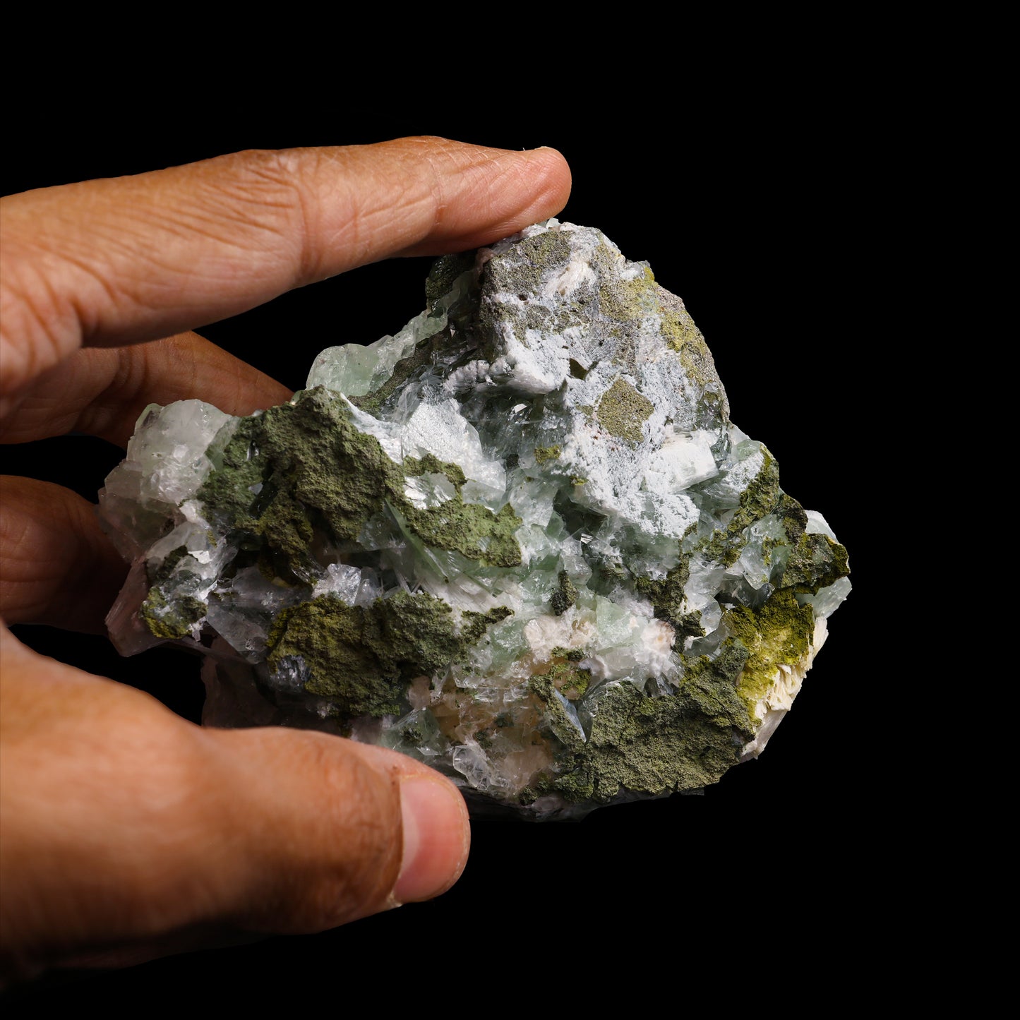 Scolecite Spray with Green Apophyllite cube Natural Mineral Specimen # G 0055