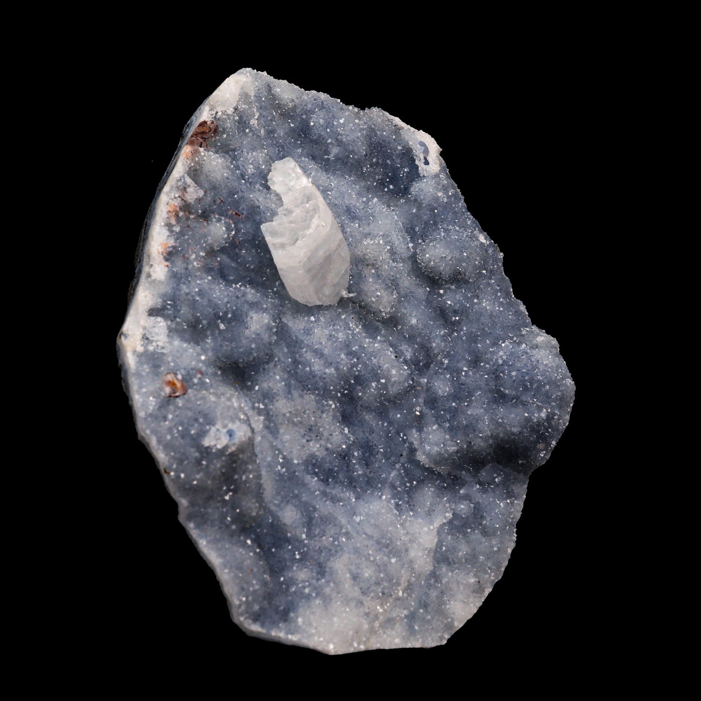 Heulandite on Sparkling Blue Chalcedony Natural Mineral Specimen # G 0056