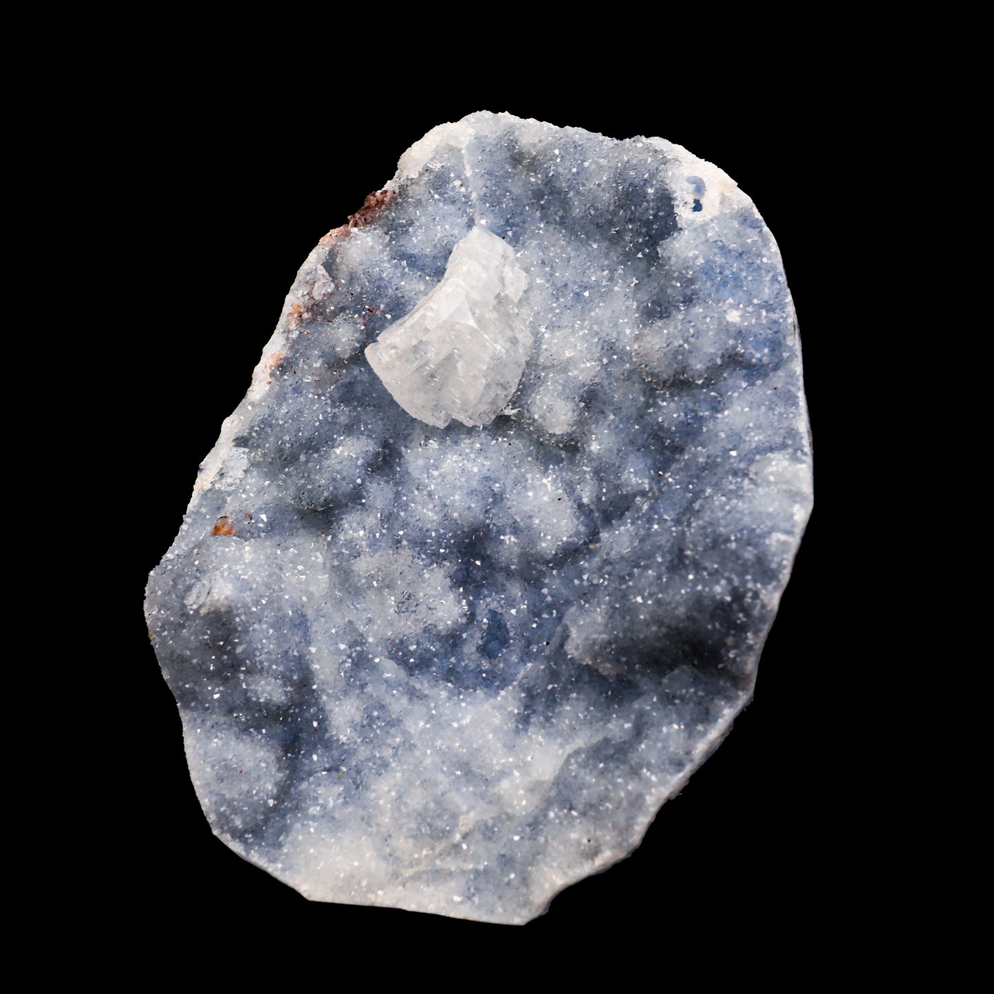 Heulandite on Sparkling Blue Chalcedony Natural Mineral Specimen # G 0056