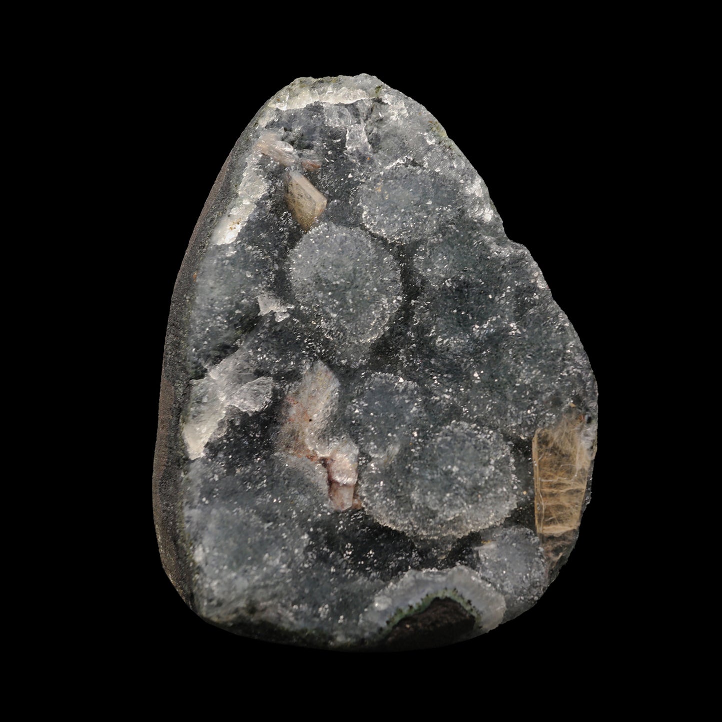 Sparkling Black Chalcedony with Stilbite Natural Mineral Specimen # G 0059