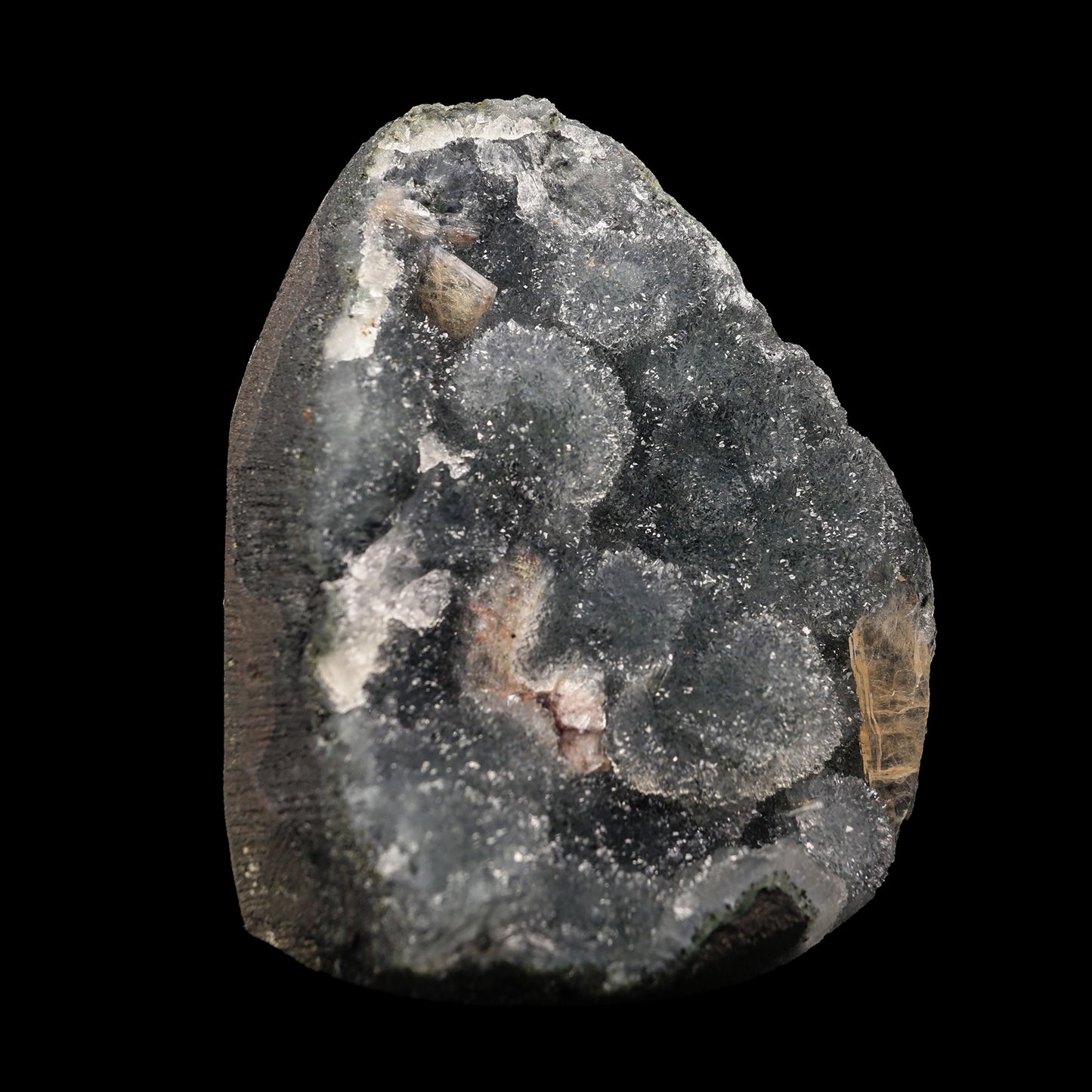 Sparkling Black Chalcedony with Stilbite Natural Mineral Specimen # G 0059