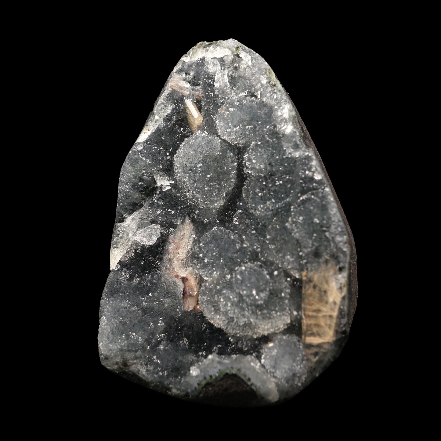 Sparkling Black Chalcedony with Stilbite Natural Mineral Specimen # G 0059
