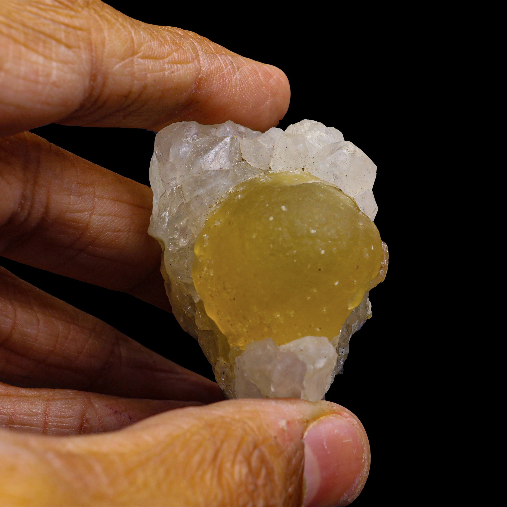 Yellow Fluorite on MM Quartz Natural Mineral Specimen  # G 0068