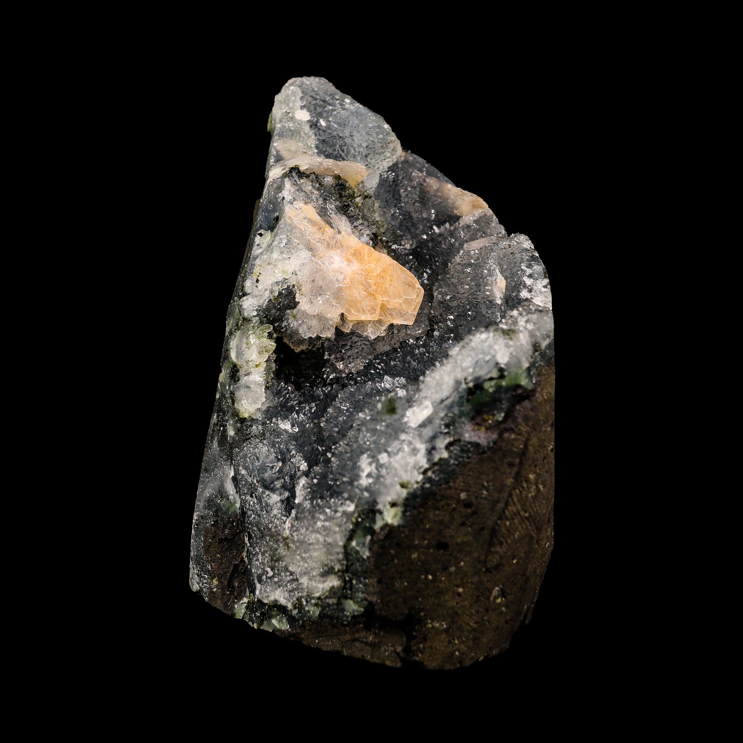 Stilbite with Black Chalcedony Natural Mineral Specimen # G 0071