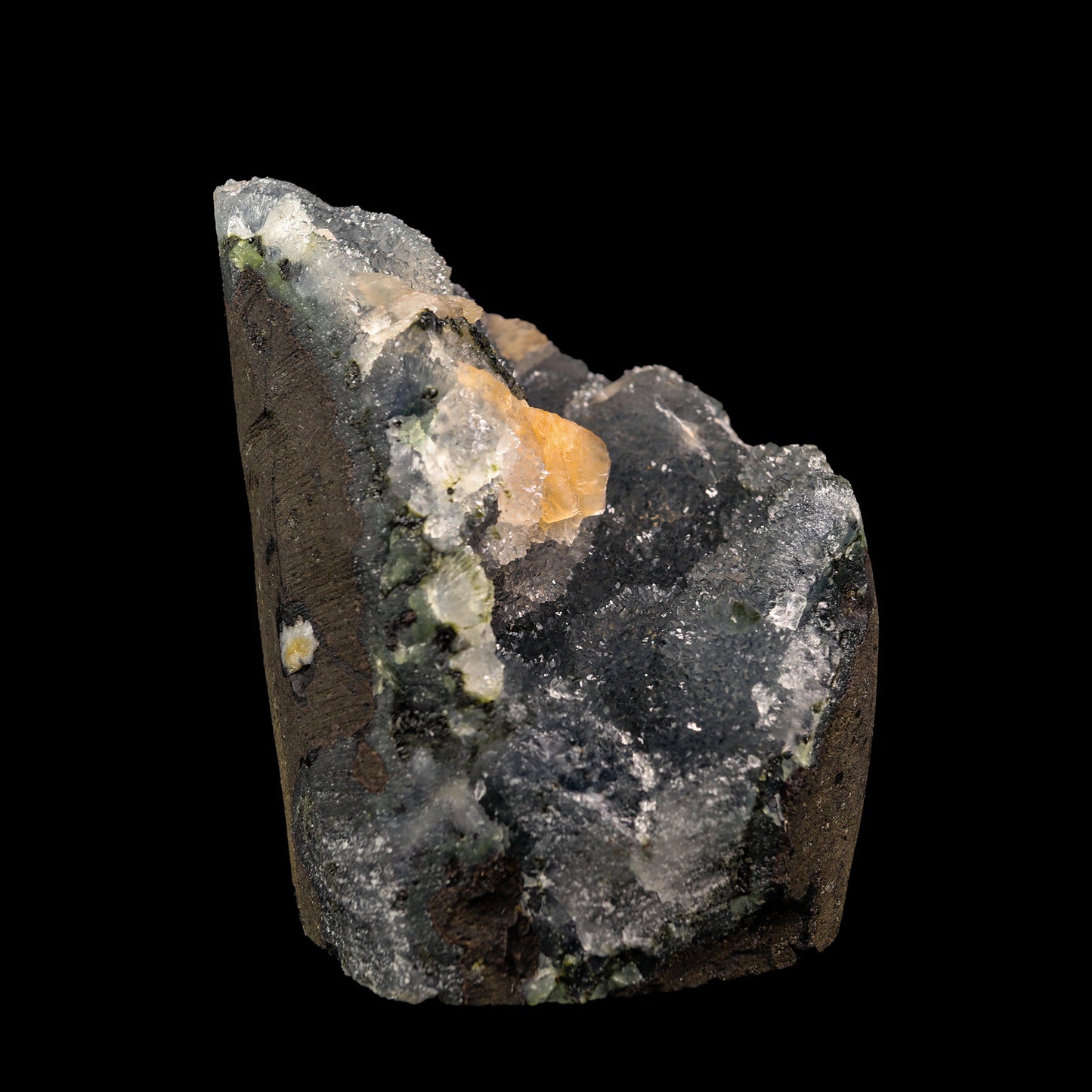 Stilbite with Black Chalcedony Natural Mineral Specimen # G 0071