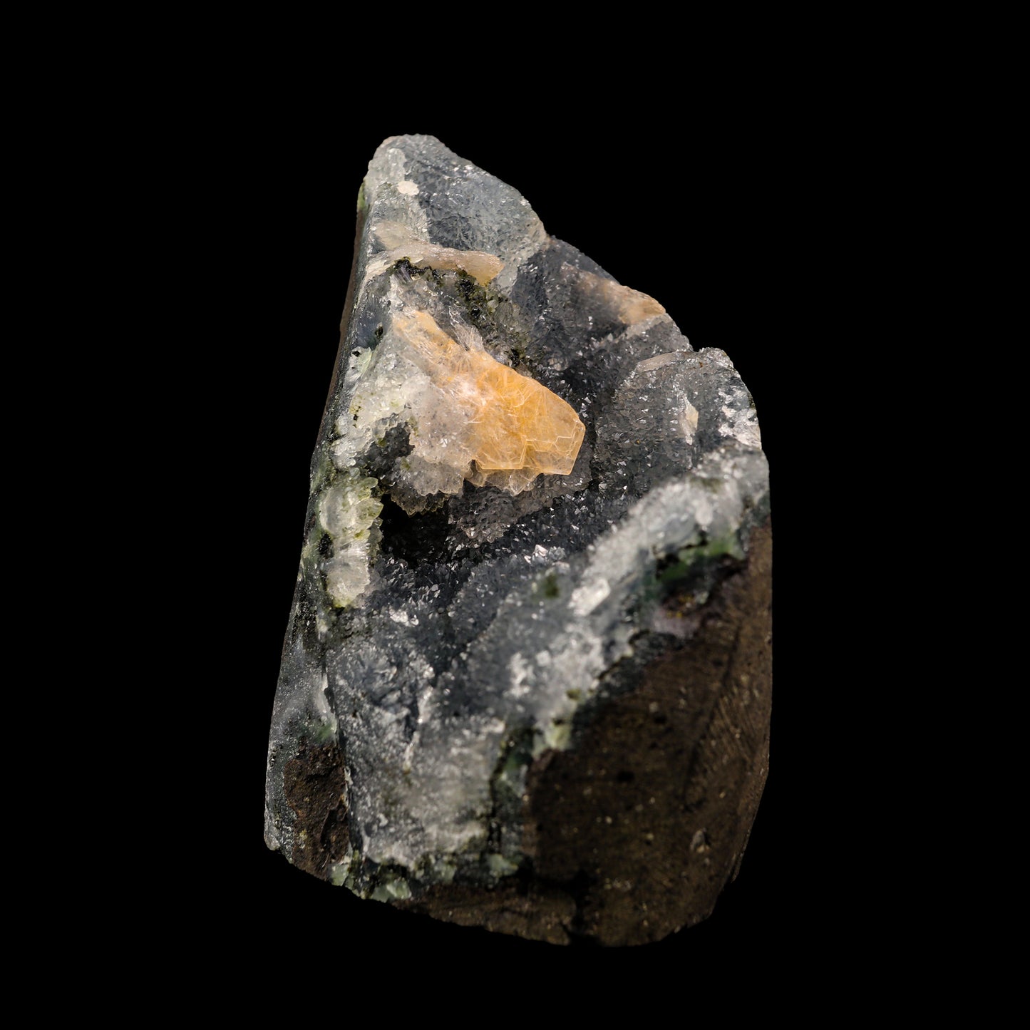 Stilbite with Black Chalcedony Natural Mineral Specimen # G 0071