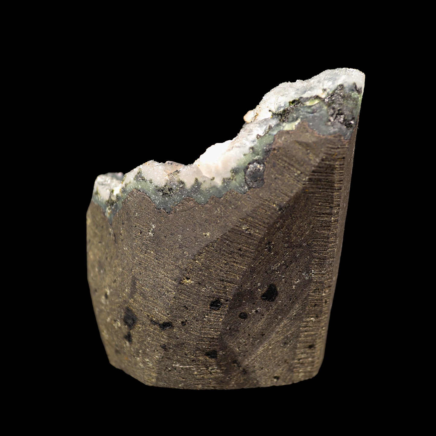 Stilbite with Black Chalcedony Natural Mineral Specimen # G 0071