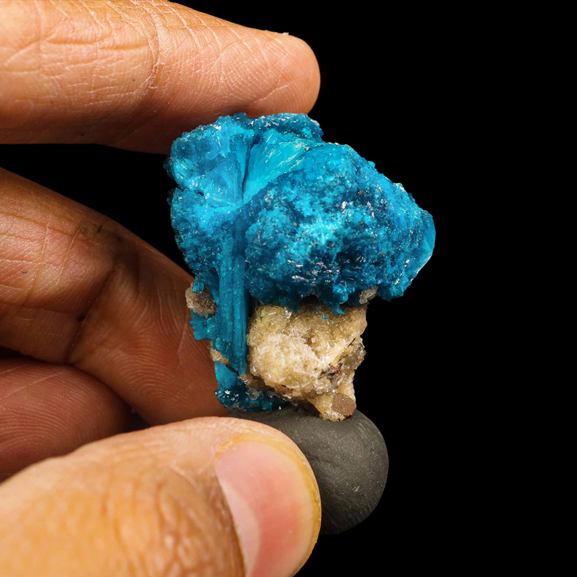 Cavansite Ball on Heulandite Natural Mineral Specimen  # G 0089
