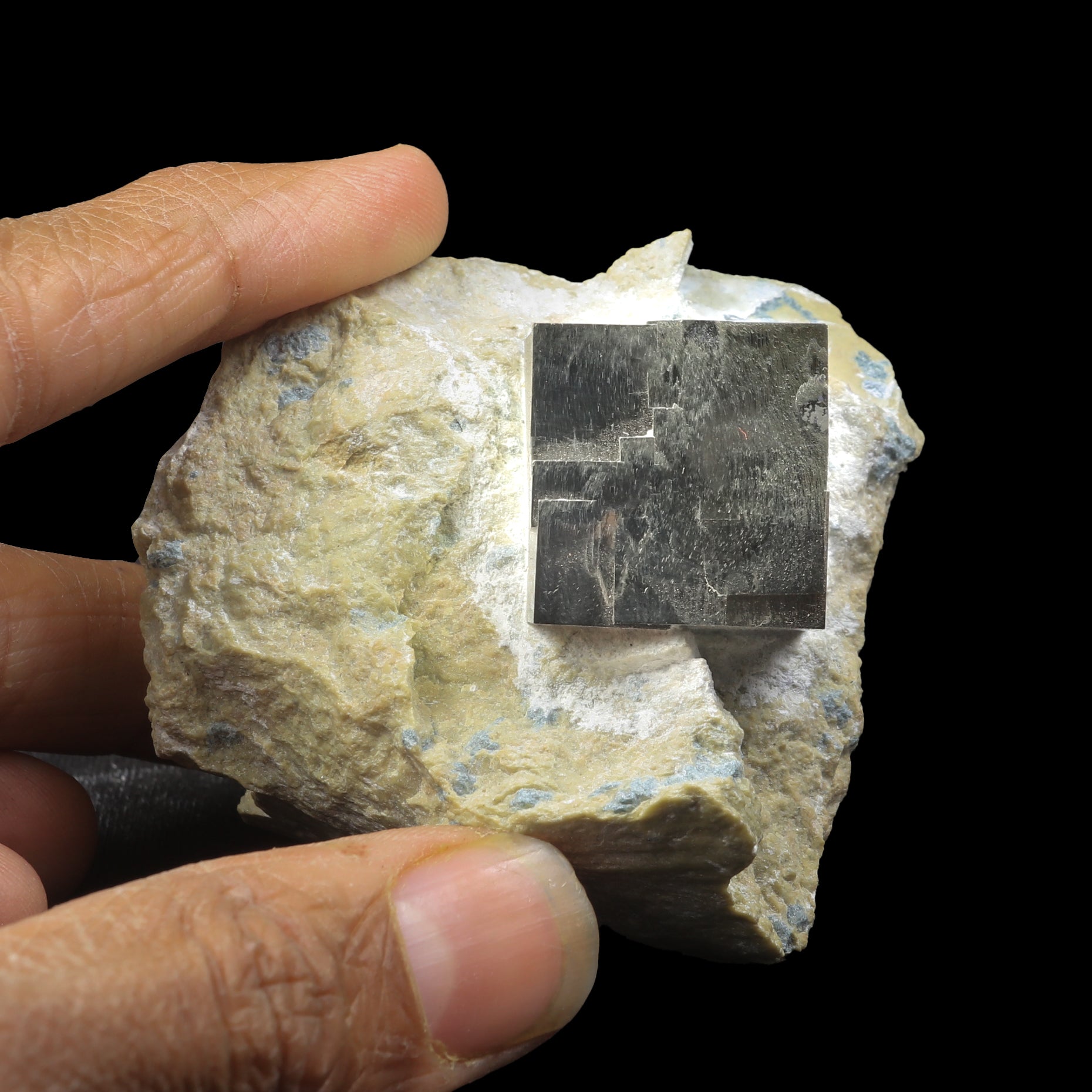 Pyrite Cube on Matrix Natural  Mineral Specimen  # G 0215