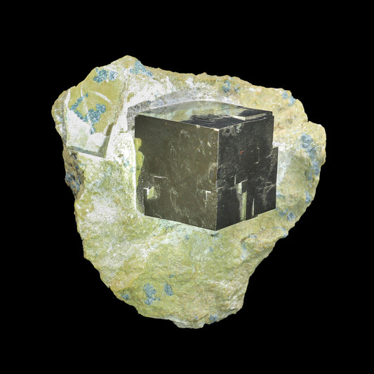 Pyrite Cube on Matrix Natural  Mineral Specimen  # G 0215