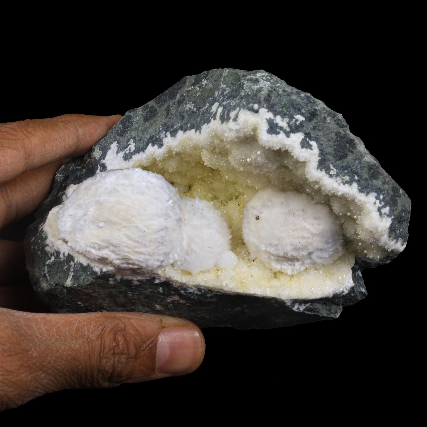 Rare Okenite with MM Quartz from Old School Mumbai Natural Mineral Specimen # G 0247