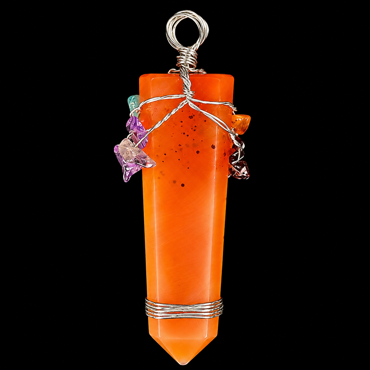 Carnelian With 7 Chakra Stones Pendant