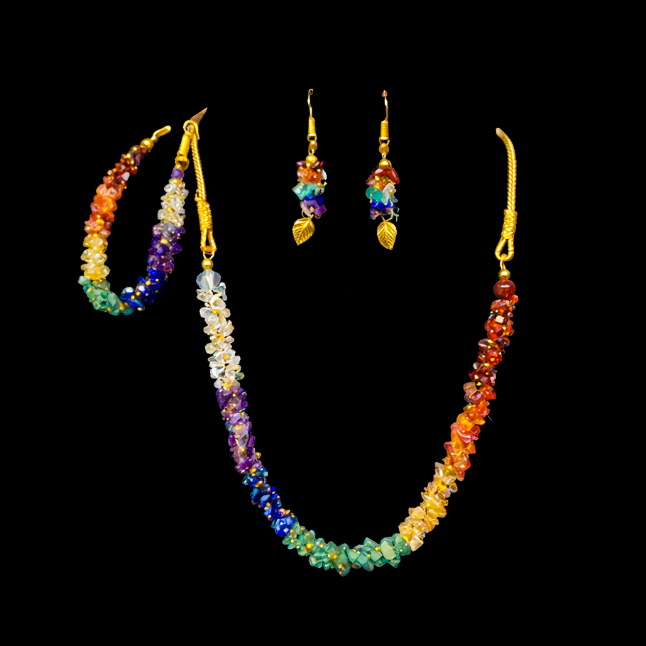 7 Chakra Necklace Set with Earings & Bracelet