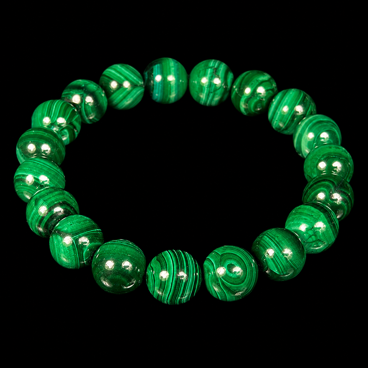 Malachite Bracelet 10 MM.