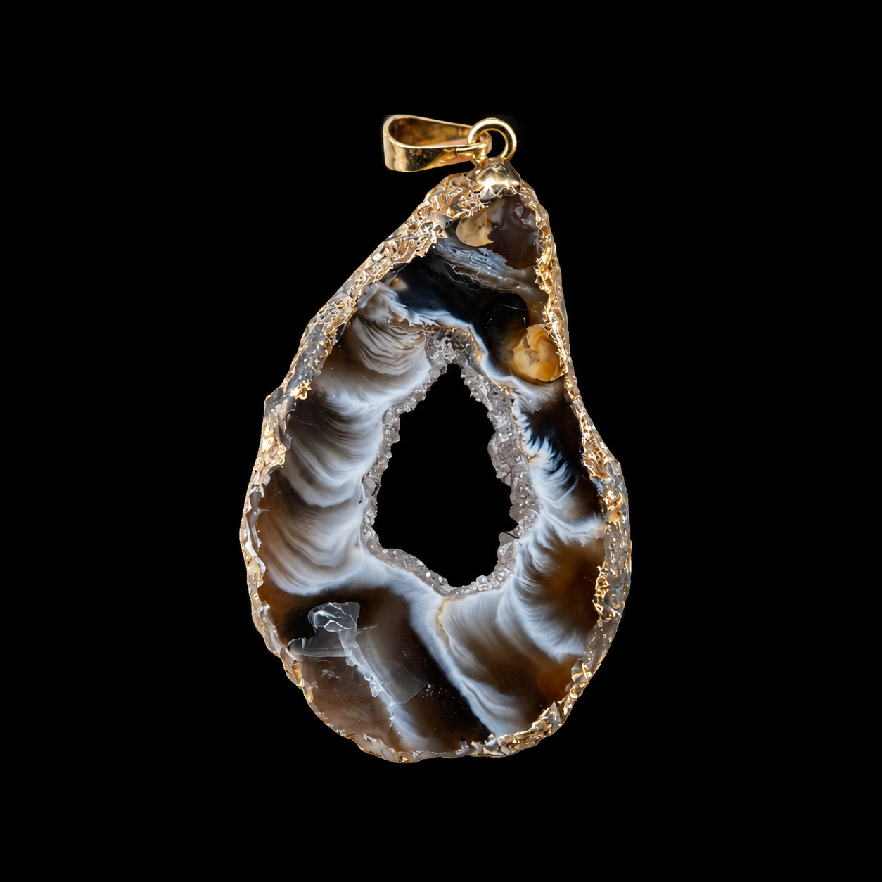 Slice Agate with Quartz Pendant