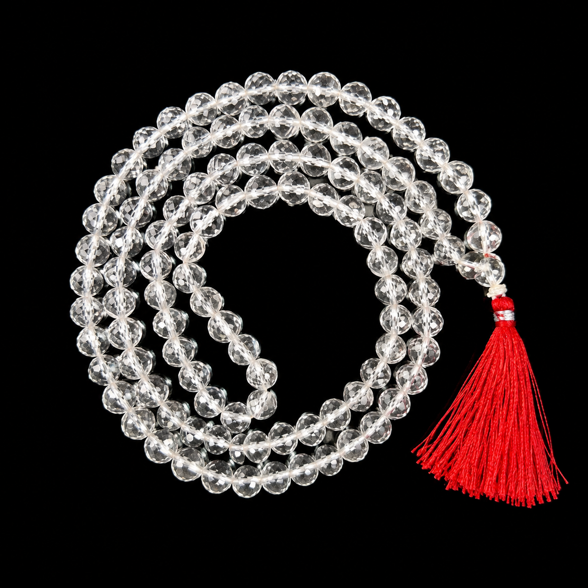 Clear Quartz Diamond Cut Jap Mala 108 Beads