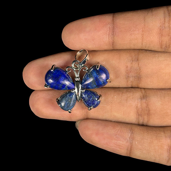 Natural Lapis Lazuli Butterfly Pendent.