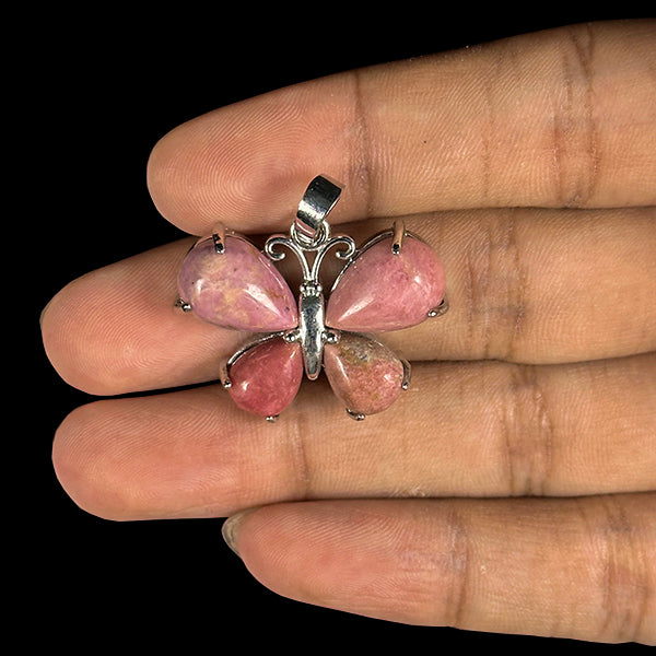 Natural Rhodonite Butterfly Pendent.