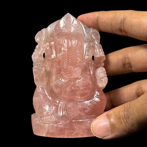 Rose Quartz Lord Ganesha Idol. G #0597