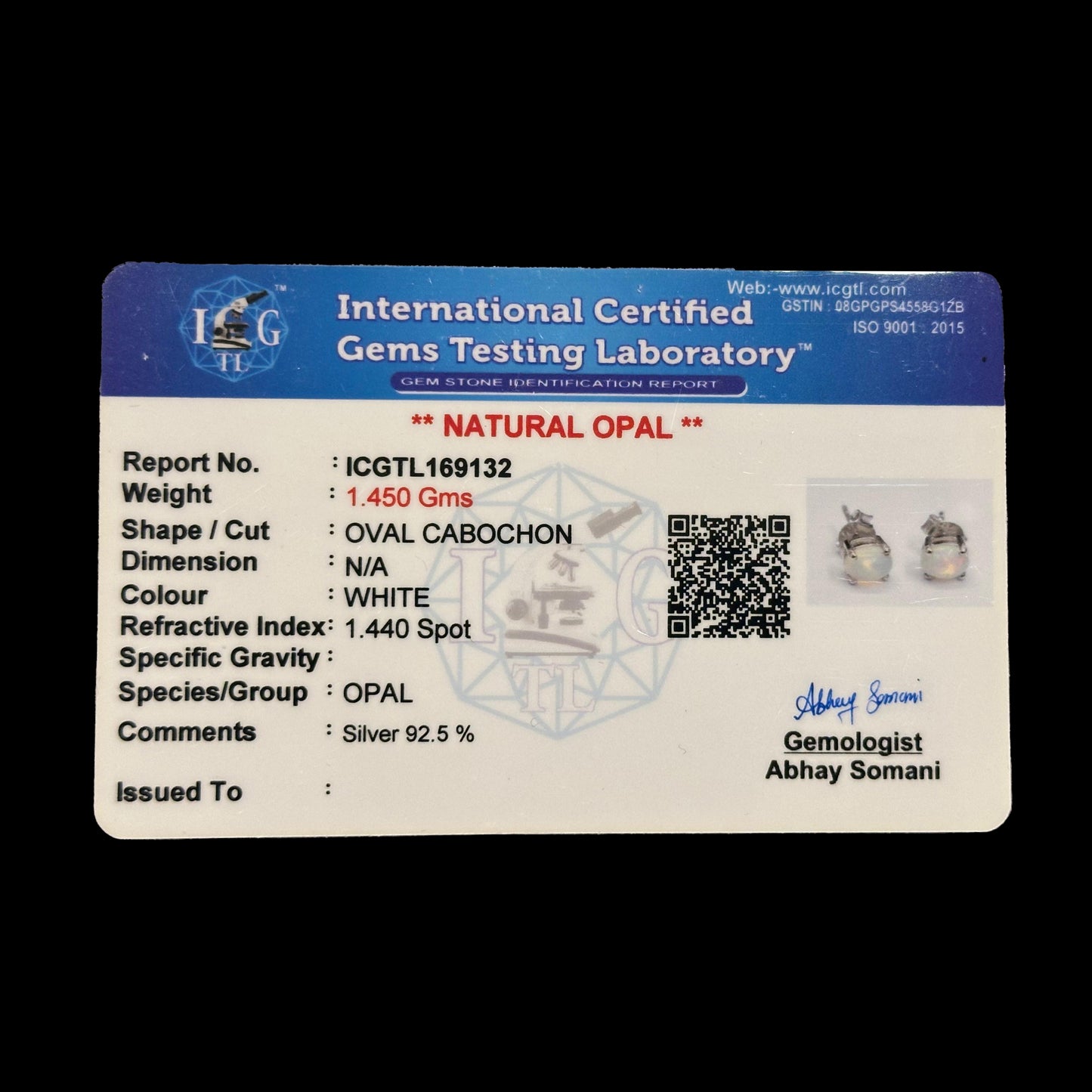 Opal on Silver Base Earrings