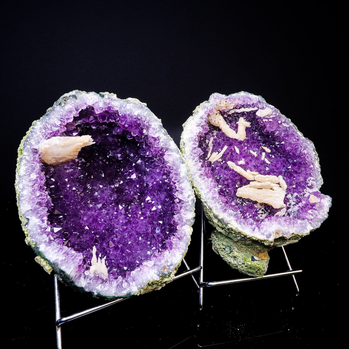 Amethyst Geode with Calcite Natural Mineral Specimen # B 6740