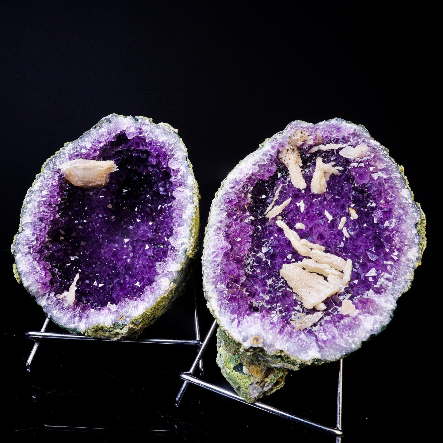 Amethyst Geode with Calcite Natural Mineral Specimen # B 6740