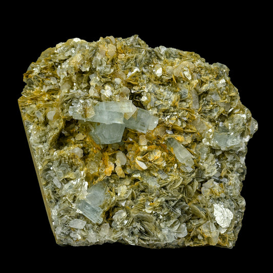 Aquamarine Cluster with Muscovite – Freestanding , Big Size Natural Mineral Specimen G #0329
