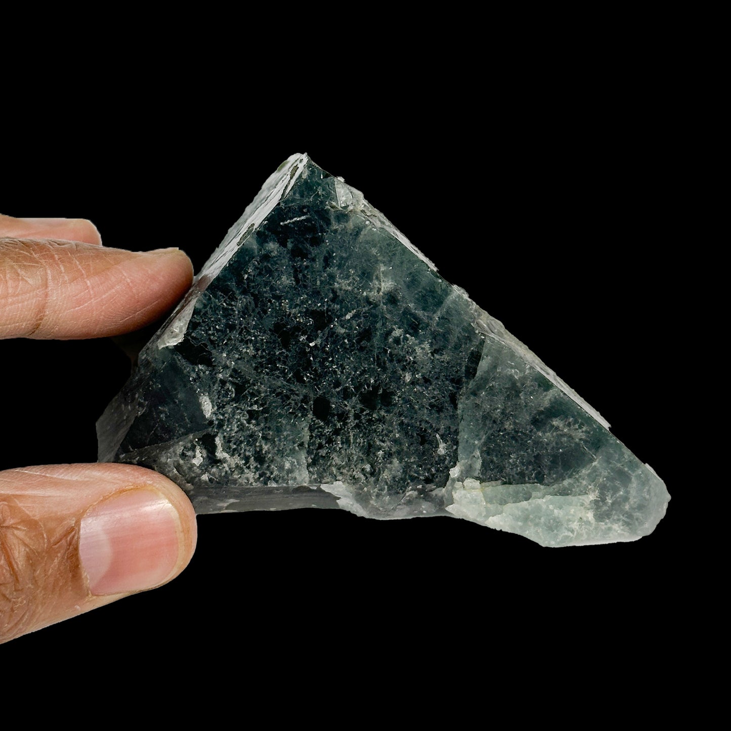 Rare Deep Green Nigerian Fluorite with natural pyramid formation and strong UV reactivity - Natural Mineral Specimen G #0332