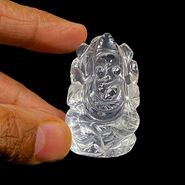 Lord Ganesha Clear Quartz Idol. G #0359