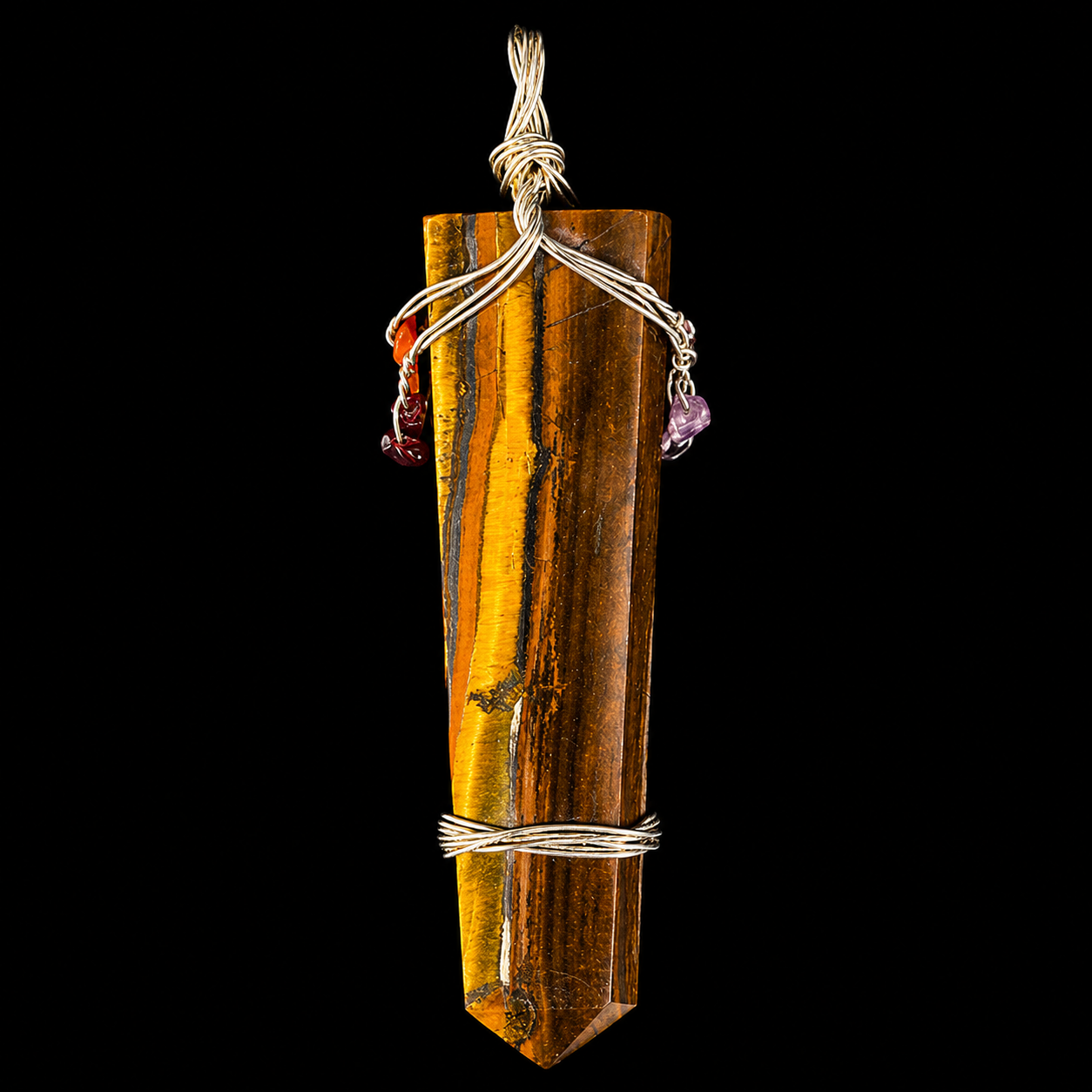 Tiger Eye With 7 Chakra Stones Pendant 