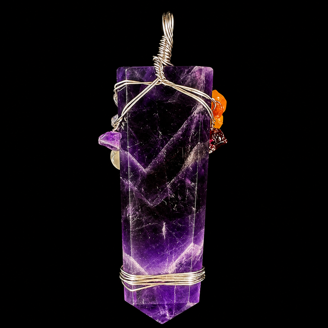 Amethyst With 7 Chakra Stones Pendant 