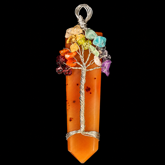 Carnelian With 7 Chakra Stones Pendant 