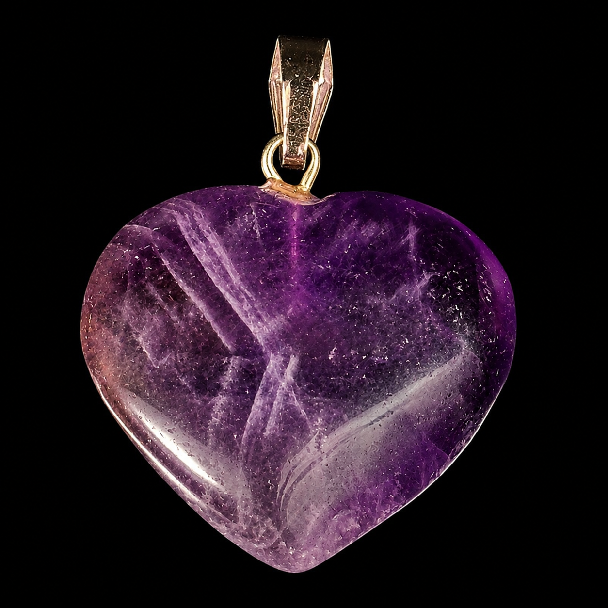 Amethyst Heart Shaped Pendent Natural Purple Crystal Gemstone Pendant 