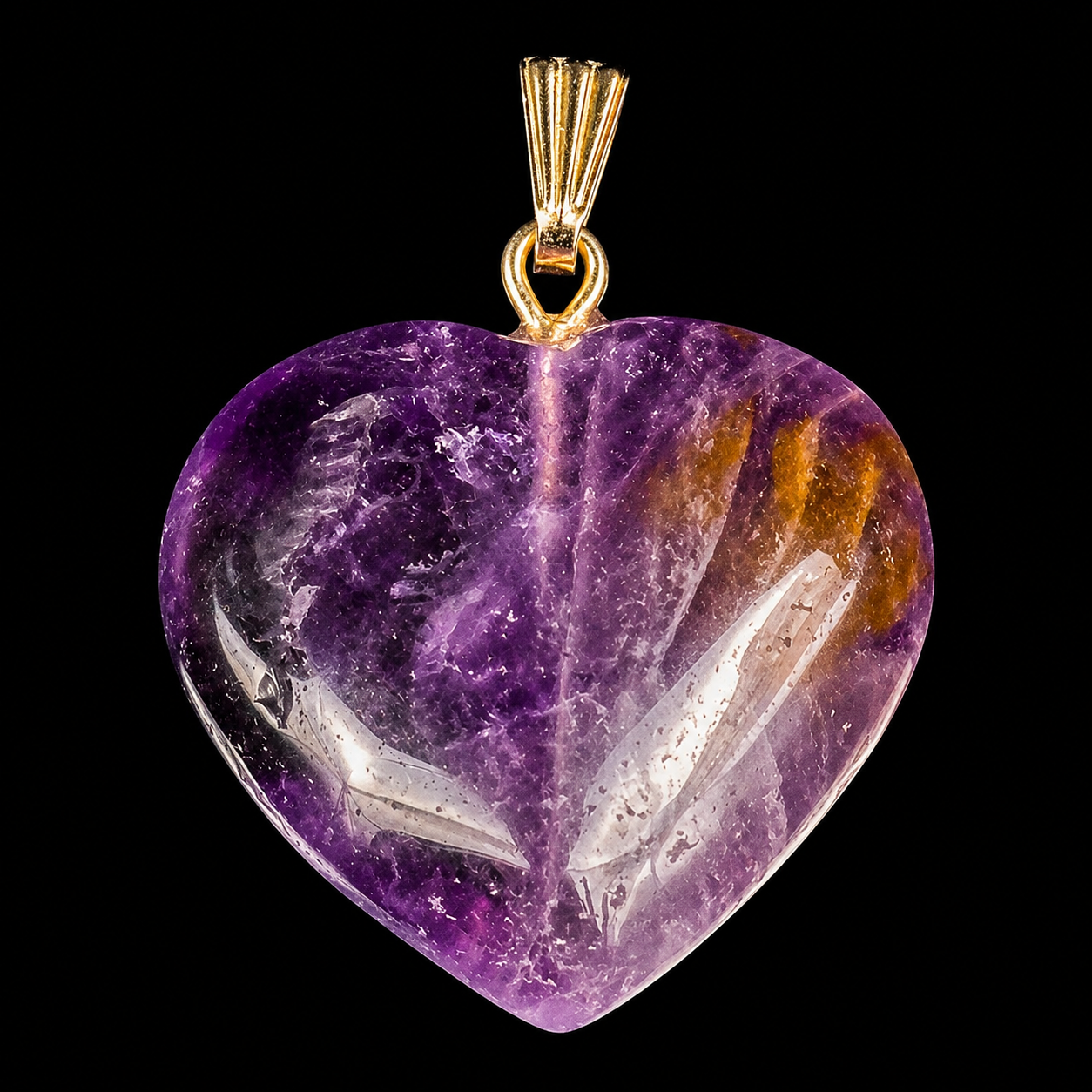 Amethyst Heart Shaped Pendent Natural Purple Crystal Gemstone Pendant 