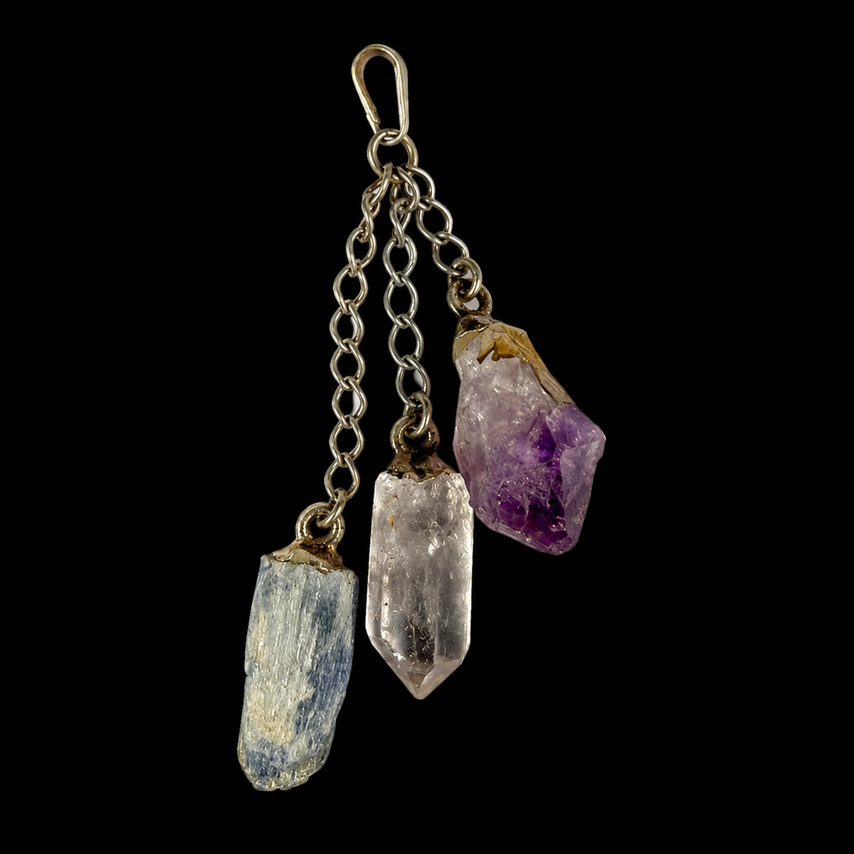 Kynite With Quartz & Amethyst Natural Crystal Pendant