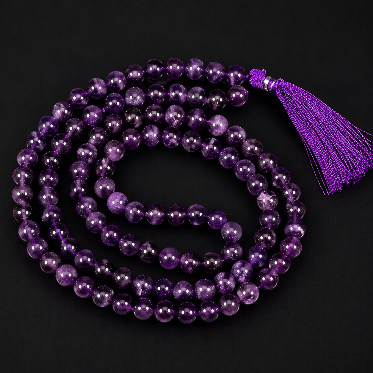 Dark Purple Amethyst Jap Mala 108 Beads 