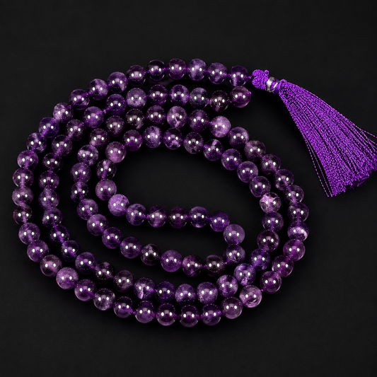 Dark Purple Amethyst Jap Mala 108 Beads 