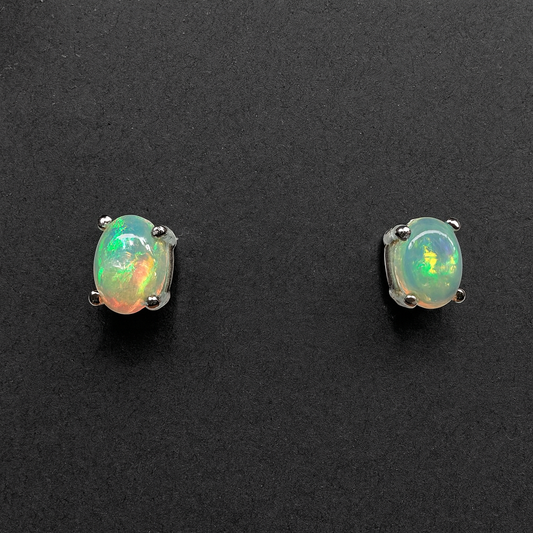 Opal on Silver Base Earrings