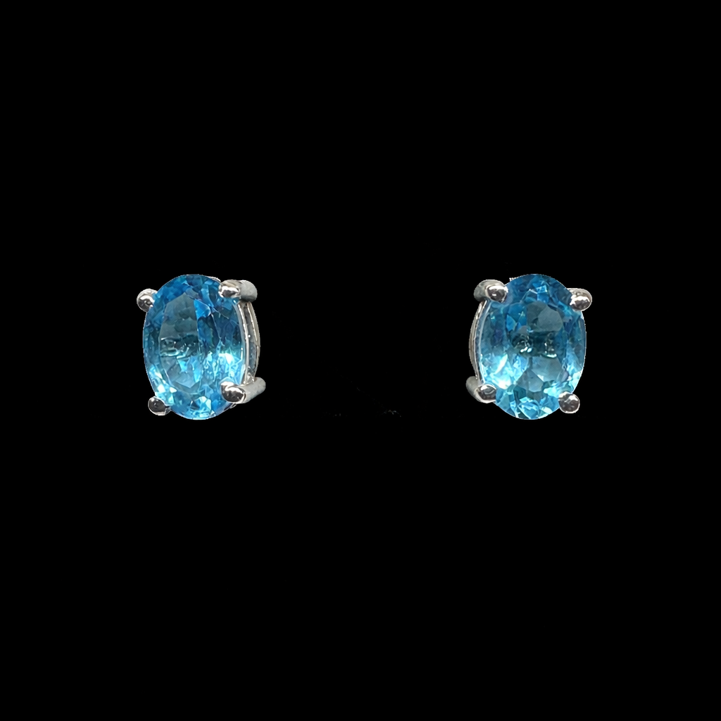 Blue Topaz Silver Base Earings