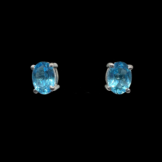 Blue Topaz Silver Base Earings